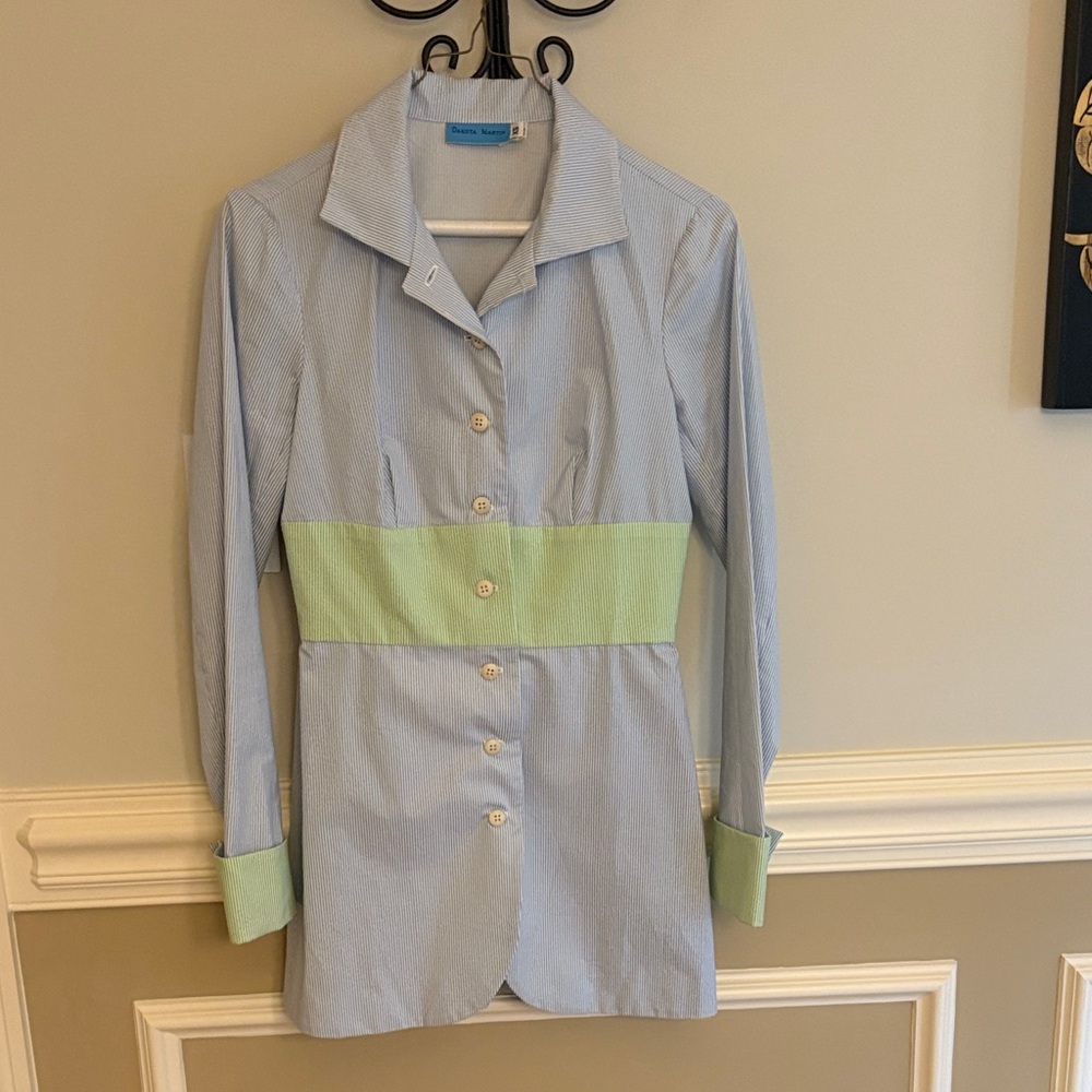 Dakota Martin size XS Blue and Green Women's pin striped lightweight jacket